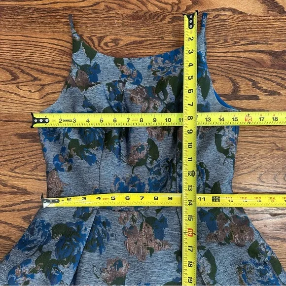 Gal Meets Glam Blue Dark Rose Gold Pleated Spaghetti Strap Cocktail Dress Size 0 - Picture 11 of 12